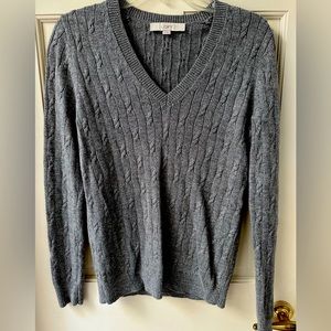 LOFT grey sparkle lured cable knit sweater XS